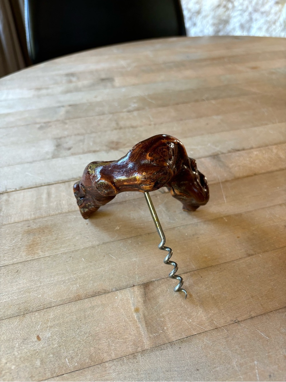 Vintage Wood Burl Corkscrew